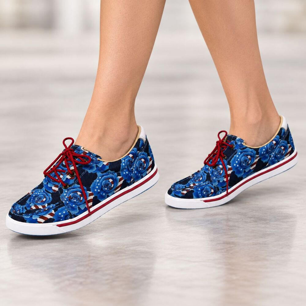 Twisted X Olivia Bennett Kicks Shoes Women 8.5 M Blue Rose Americana WCA0071